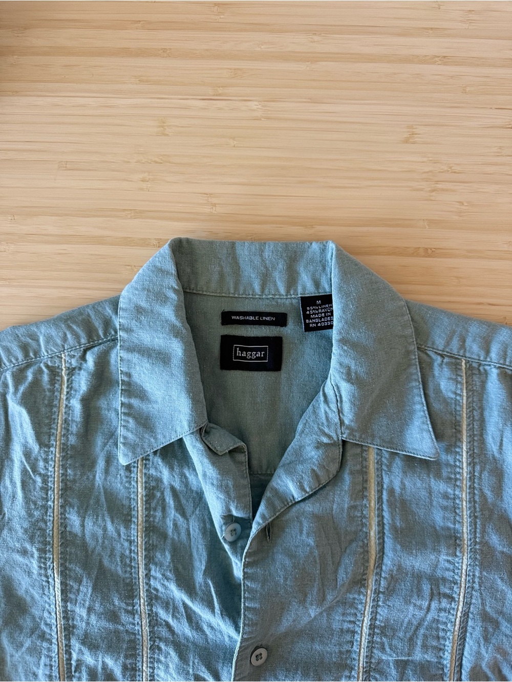 Haggar Men's Light Blue Linen Blend Button-Up shirt